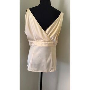 Sleeveless Silk Top V-Neck Dressy Tank Blouse Party Elegant Size 12